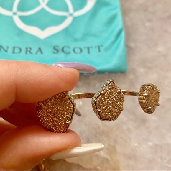 COPY  - KENDRA SCOTT NAOMI Rose Gold Drusy Double Ring M/L - Picture 6 of 7